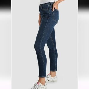 RE/DONE Midnight Blue High-Rise Slim-Fit Stretch Ankle Crop 5-Pocket Jeans Sz 25